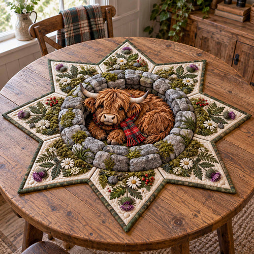 Scottish Highland Charm Custom Shape Quilted Table Topper SN0TD1003