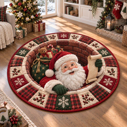 Scroll Santa Quilted Round Mat SN0HH0442