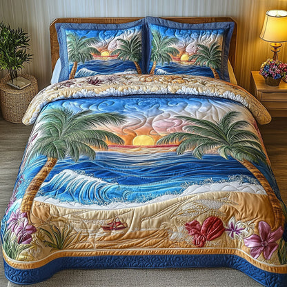 Sea Breeze 3-Piece Quilted Bedding Set NCU0VL2481