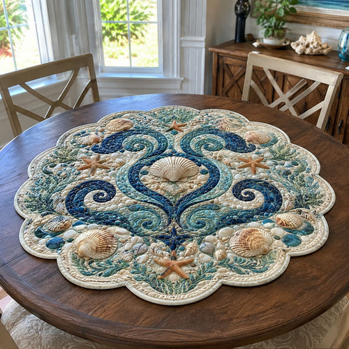 Sea Garden Custom Shape Quilted Table Topper SN0PT894