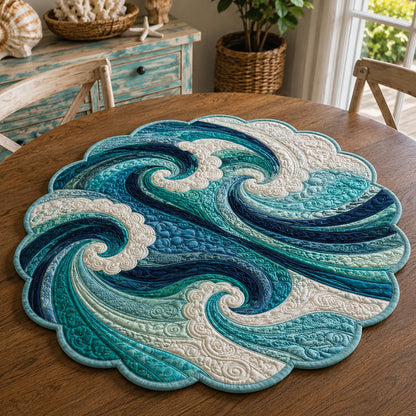 Seafoam Spiral Custom Shape Quilted Table Topper SN0PT895