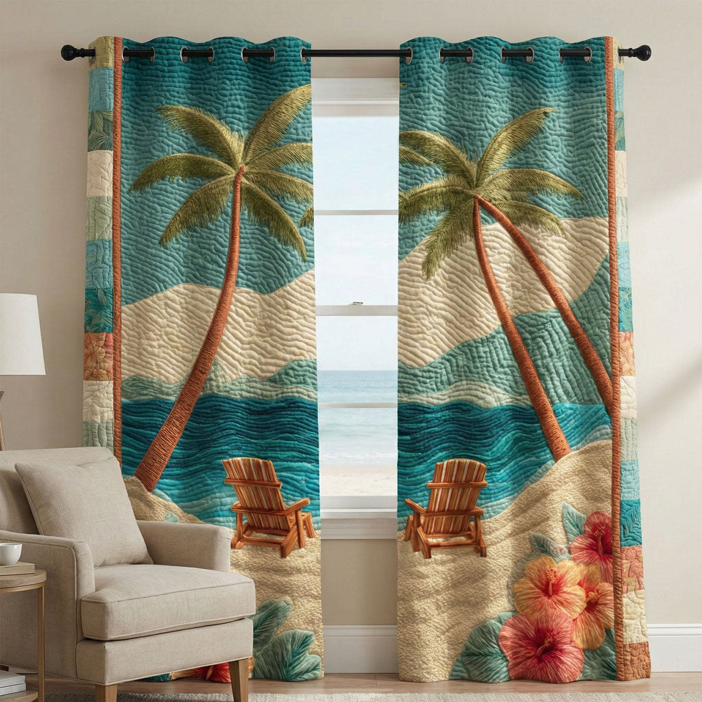 Seaside Palm Quilted Curtains NCU0TN292
