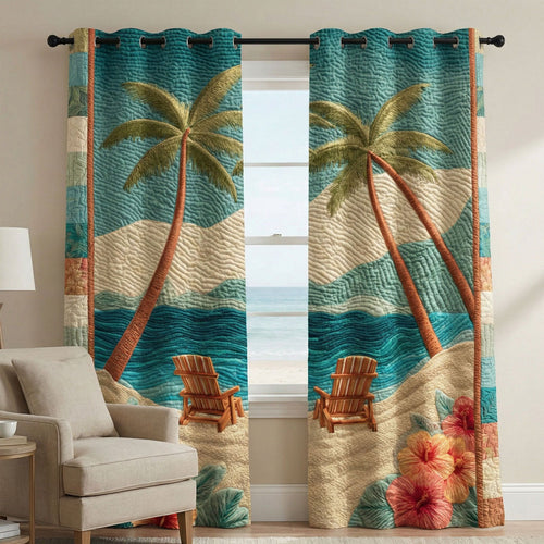 Seaside Palm Quilted Curtains NCU0TN292