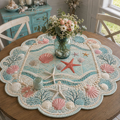 Seaside Porcelain Custom Shape Quilted Table Topper SN0PT896