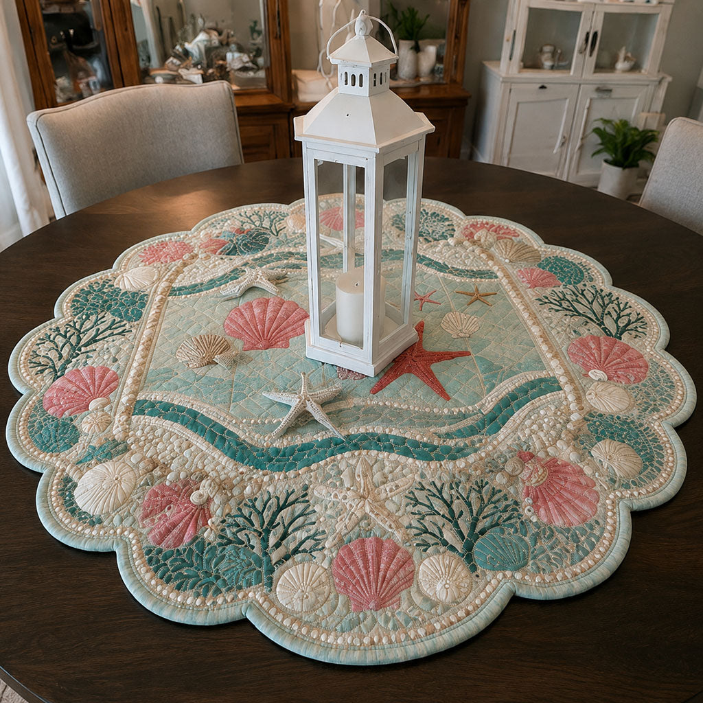Seaside Porcelain Custom Shape Quilted Table Topper SN0PT896