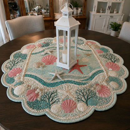 Seaside Porcelain Custom Shape Quilted Table Topper SN0PT896