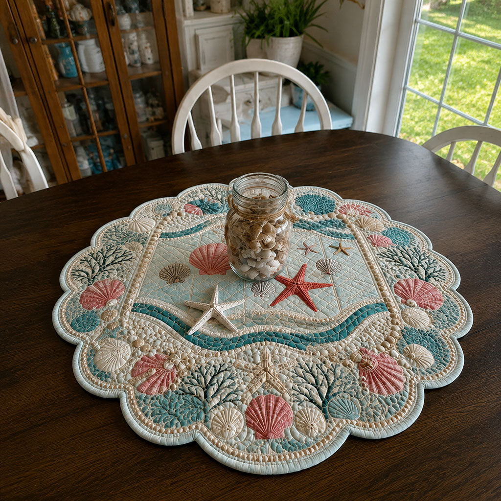 Seaside Porcelain Custom Shape Quilted Table Topper SN0PT896