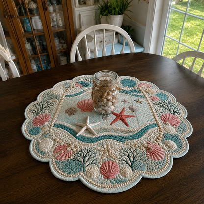 Seaside Porcelain Custom Shape Quilted Table Topper SN0PT896