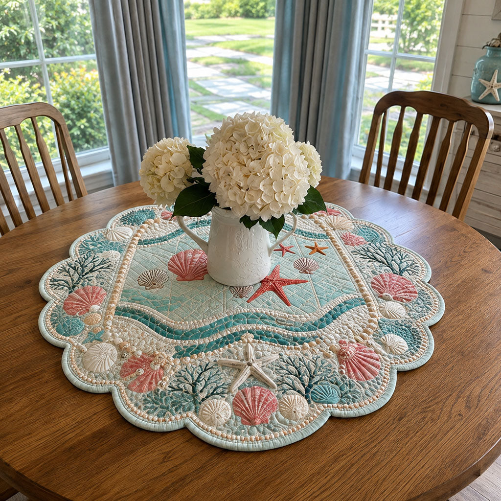 Seaside Porcelain Custom Shape Quilted Table Topper SN0PT896