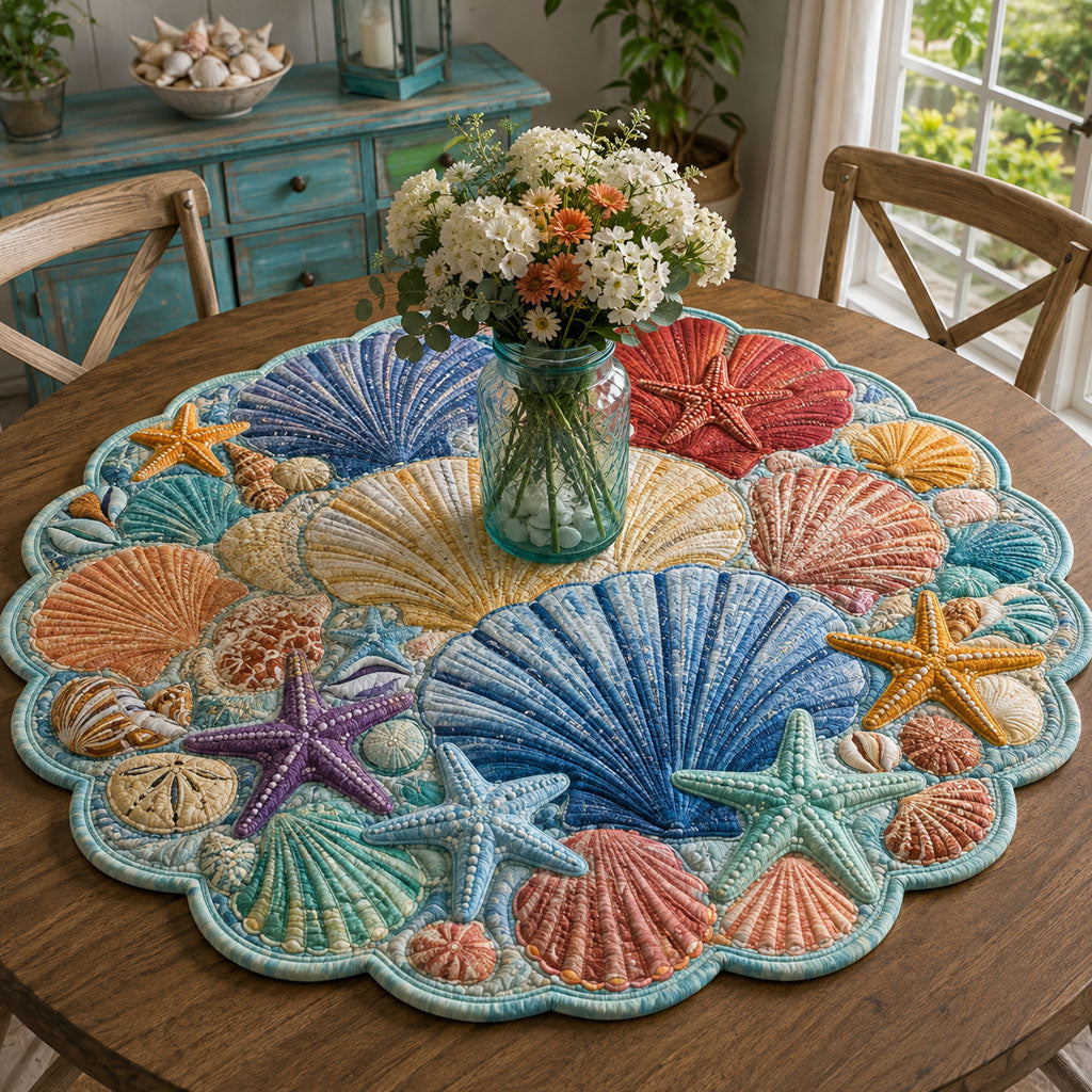 Seaside Sanctuary Custom Shape Quilted Table Topper SN0PT897