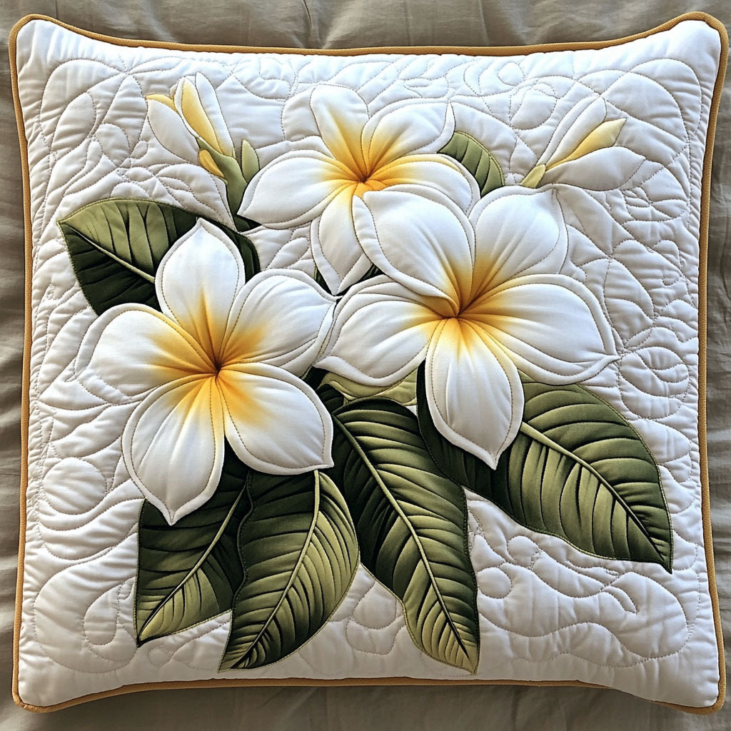 Serene Plumeria Quilted Pillow Case NCU0VL1988