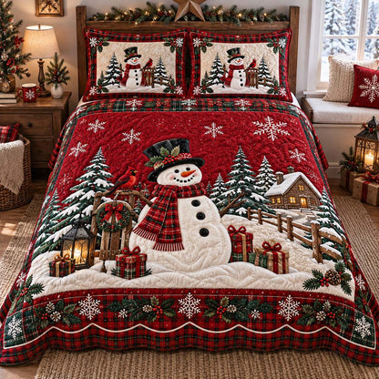 Serene Snowman 3-Piece Quilted Bedding Set SN0HH0636