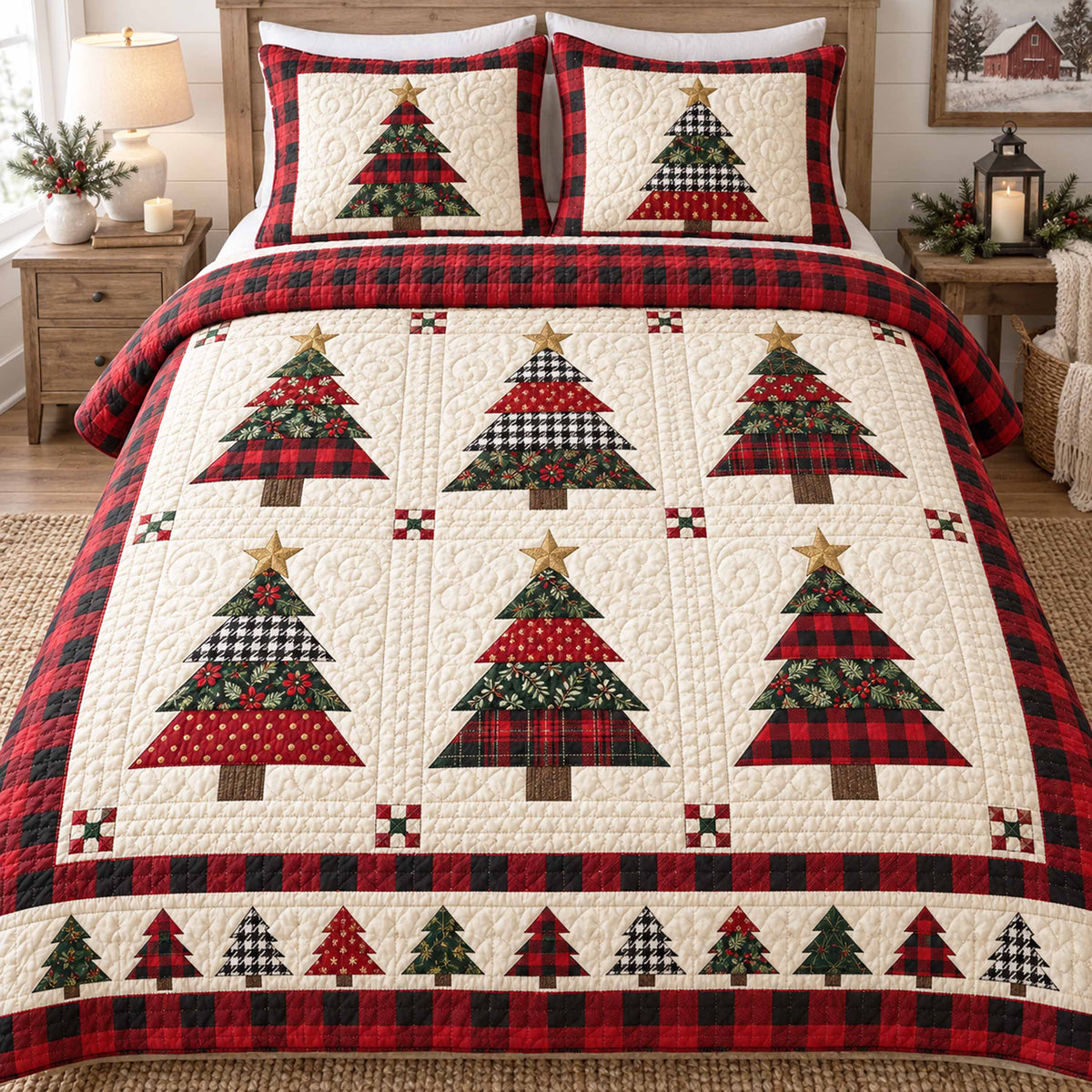 Serene Spruce 3-Piece Quilted Bedding Set SN0TD1157
