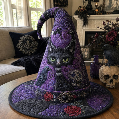 Shadow Cat Moon Quilted Witch Hat SN0PT710