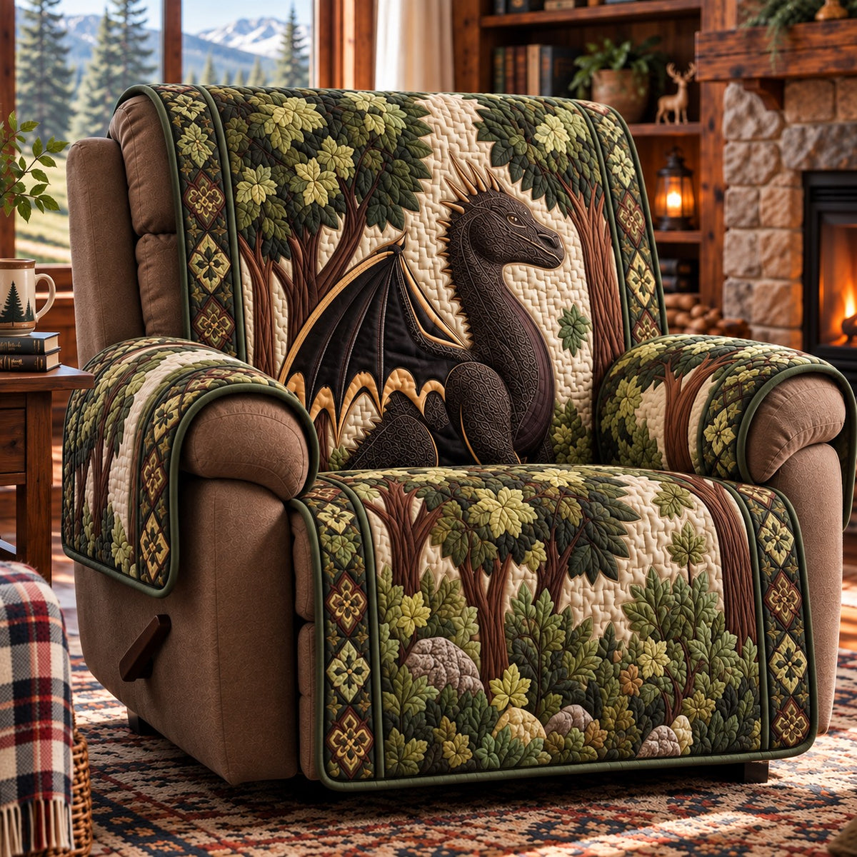 Shadow Forest Dragon Quilted Sofa Cover SN0PT1450