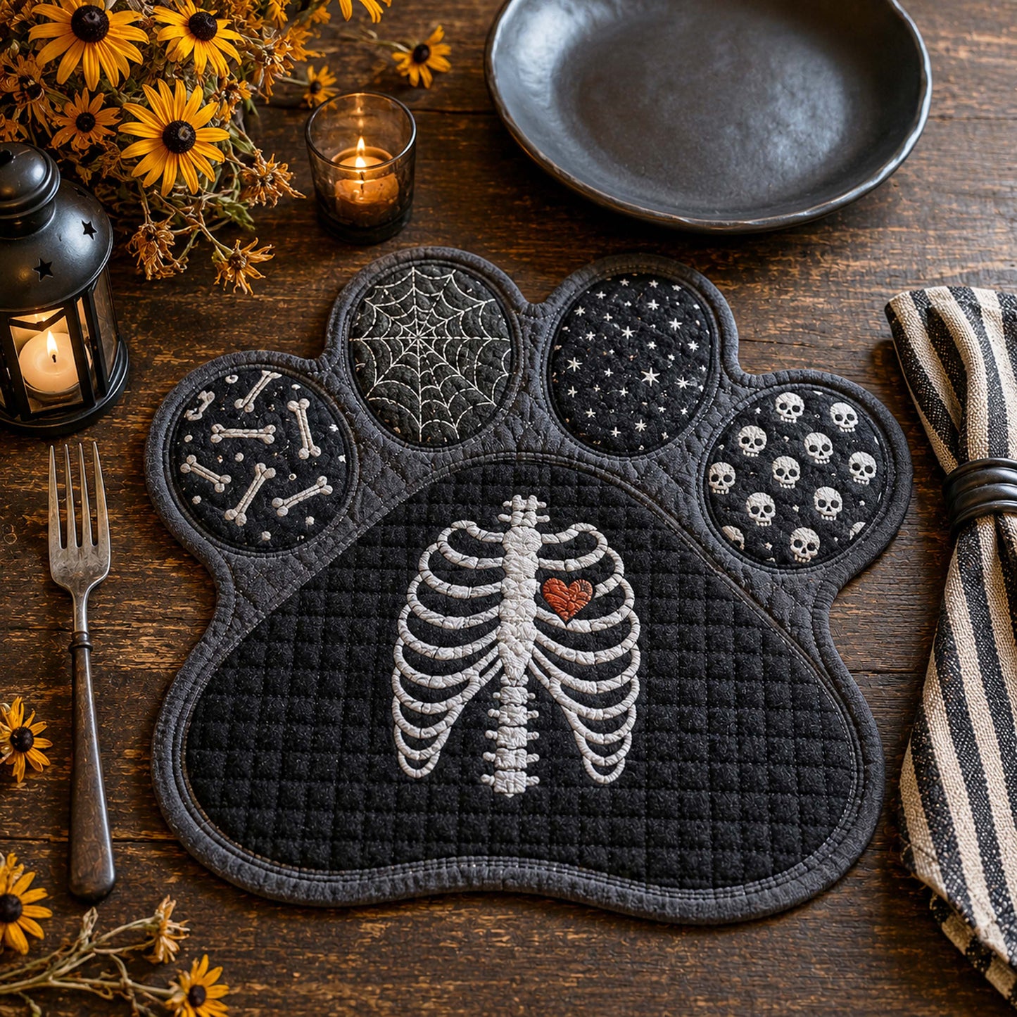 Shadow Paws Custom Shape Quilted Placemat SN0TD064