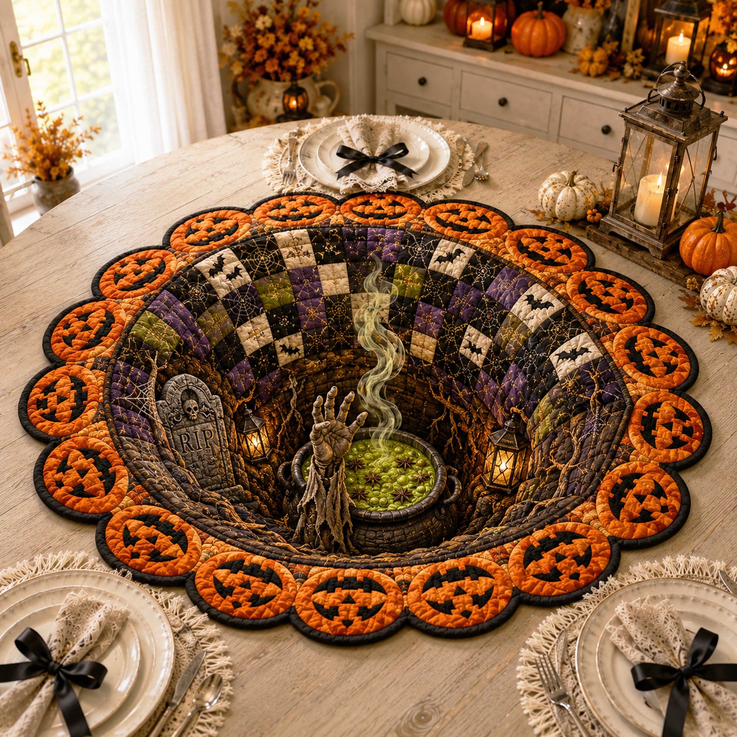 Shadow Portal Custom Shape Quilted Table Topper SN0TD294