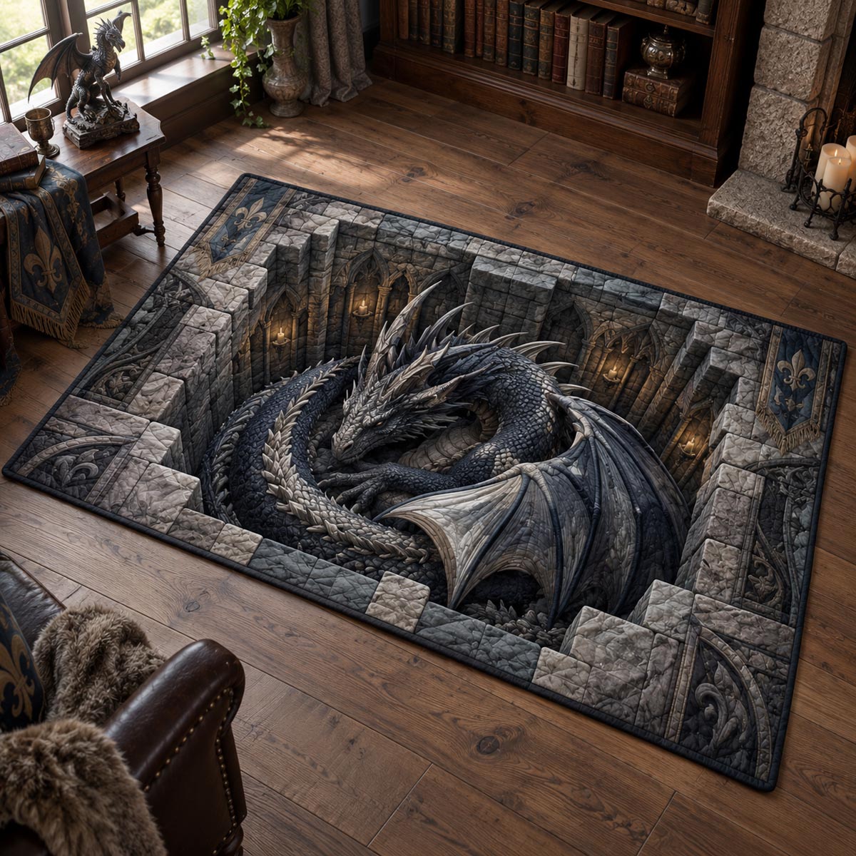 Shadow Ruins Dragon Area Rug SN0DV736