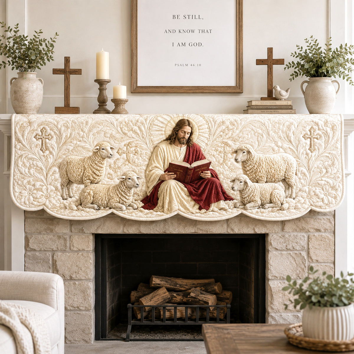Shepherds Embrace Quilted Mantel Scarf SN0TV236