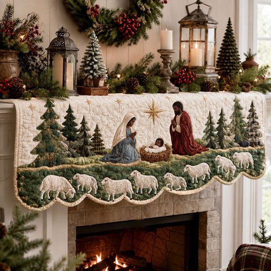 Shepherds of Silent Night V2 Quilted Mantel Scarf SN0PT1080