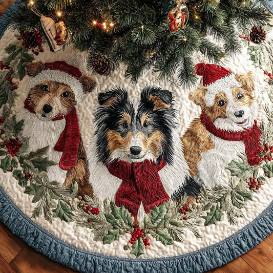 Shetland Sheepdogs Joy Christmas Quilted Tree Skirt NCU0DK10676