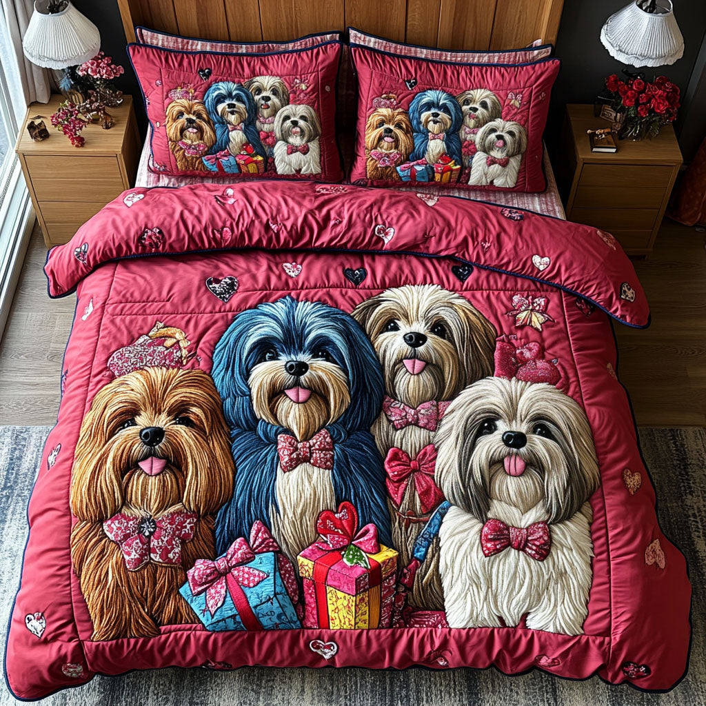Shih Tzu Bliss 3-Piece Quilted Bedding Set NCU0DV2356