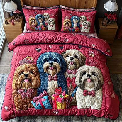 Shih Tzu Bliss 3-Piece Quilted Bedding Set NCU0DV2356