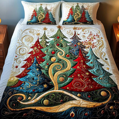 Shimmering Evergreen Tales 3-Piece Quilted Bedding Set NCU0NT1909