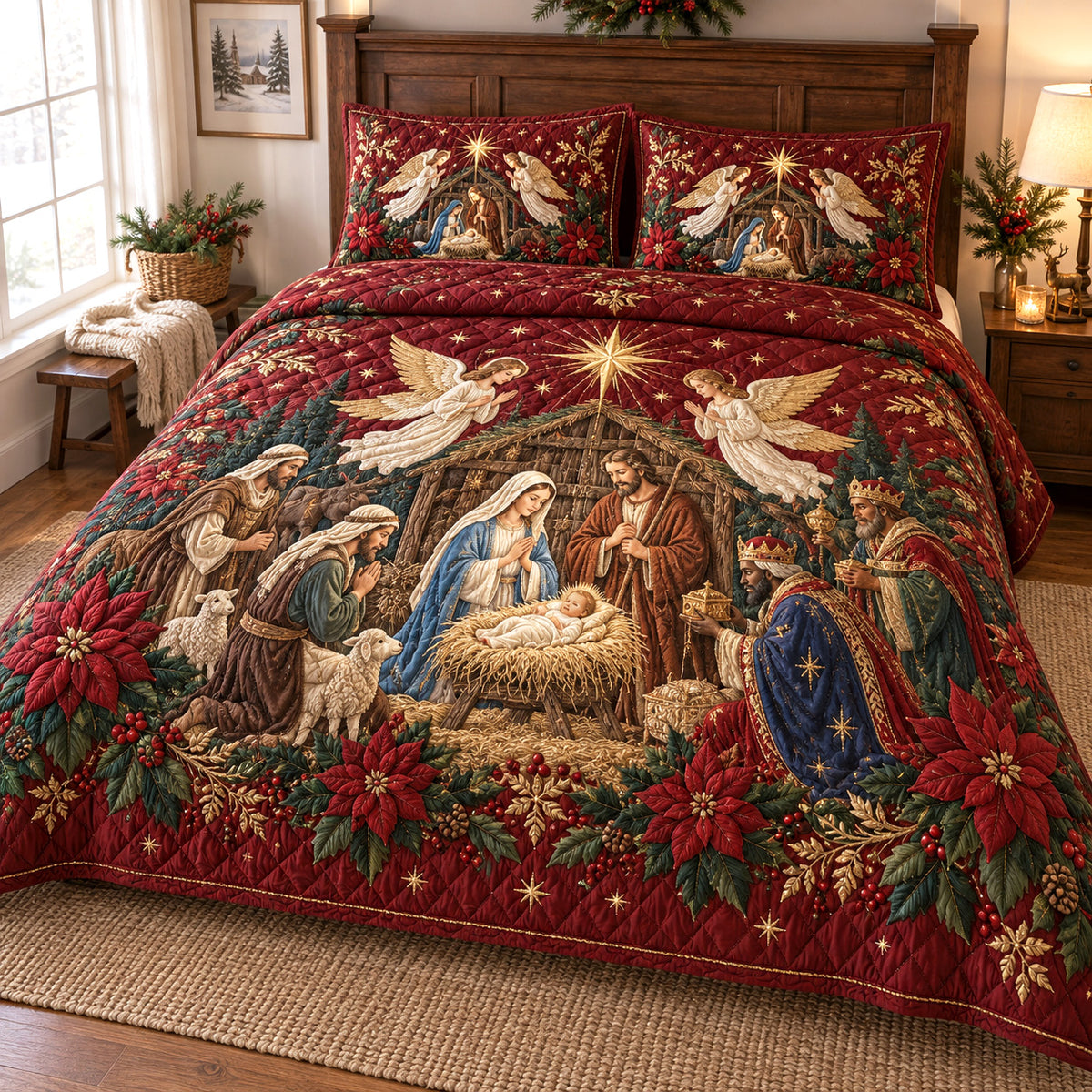 Silent Bethlehem 3-Piece Quilted Bedding Set SN0TV799