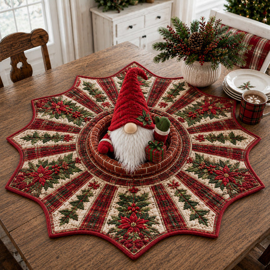 Silent Gnome Night Custom Shape Quilted Table Topper SN0HH0066