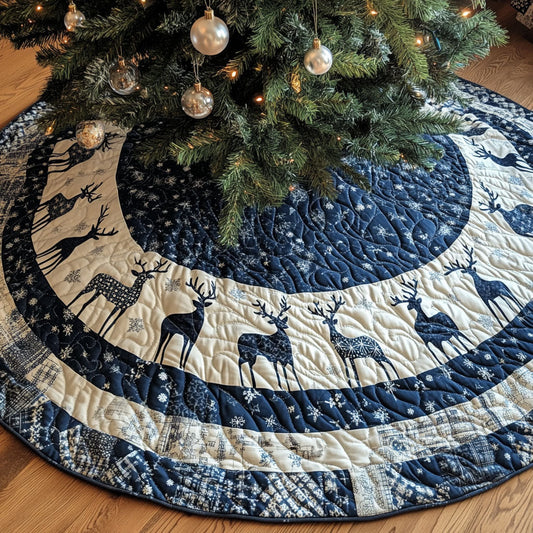 Silent Night Stag Quilted Christmas Tree Skirt NCU0PT2383