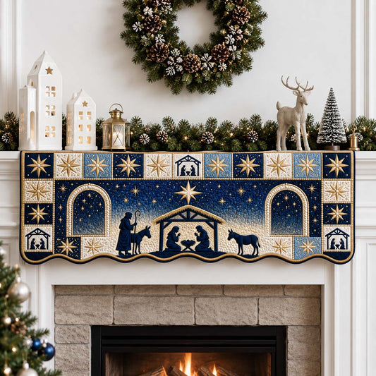 Silhouette Nativity Mosaic Quilted Mantel Scarf SN0HH0246