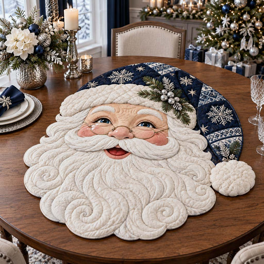 Silver Midnight Santa Custom Shape Quilted Table Topper SN0HH0377