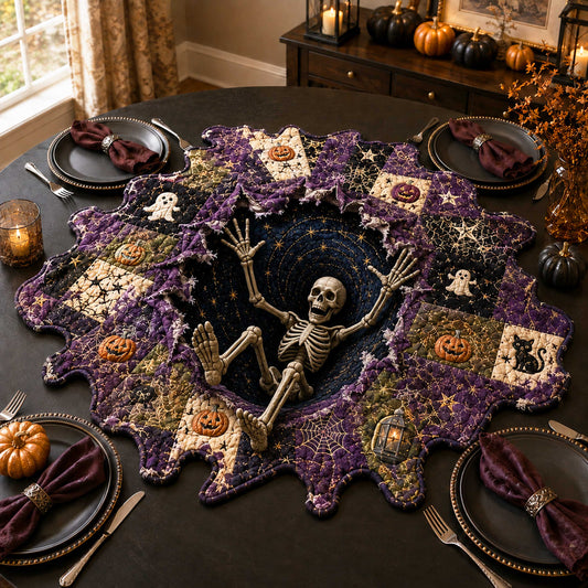 Skeleton Ambush Custom Shape Quilted Table Topper SN0TD334