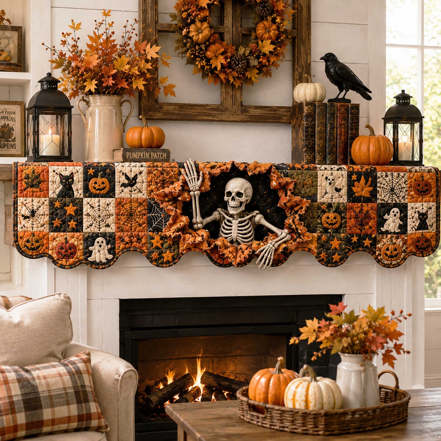 Skeleton Ambush Quilted Mantel Scarf SN0TD316