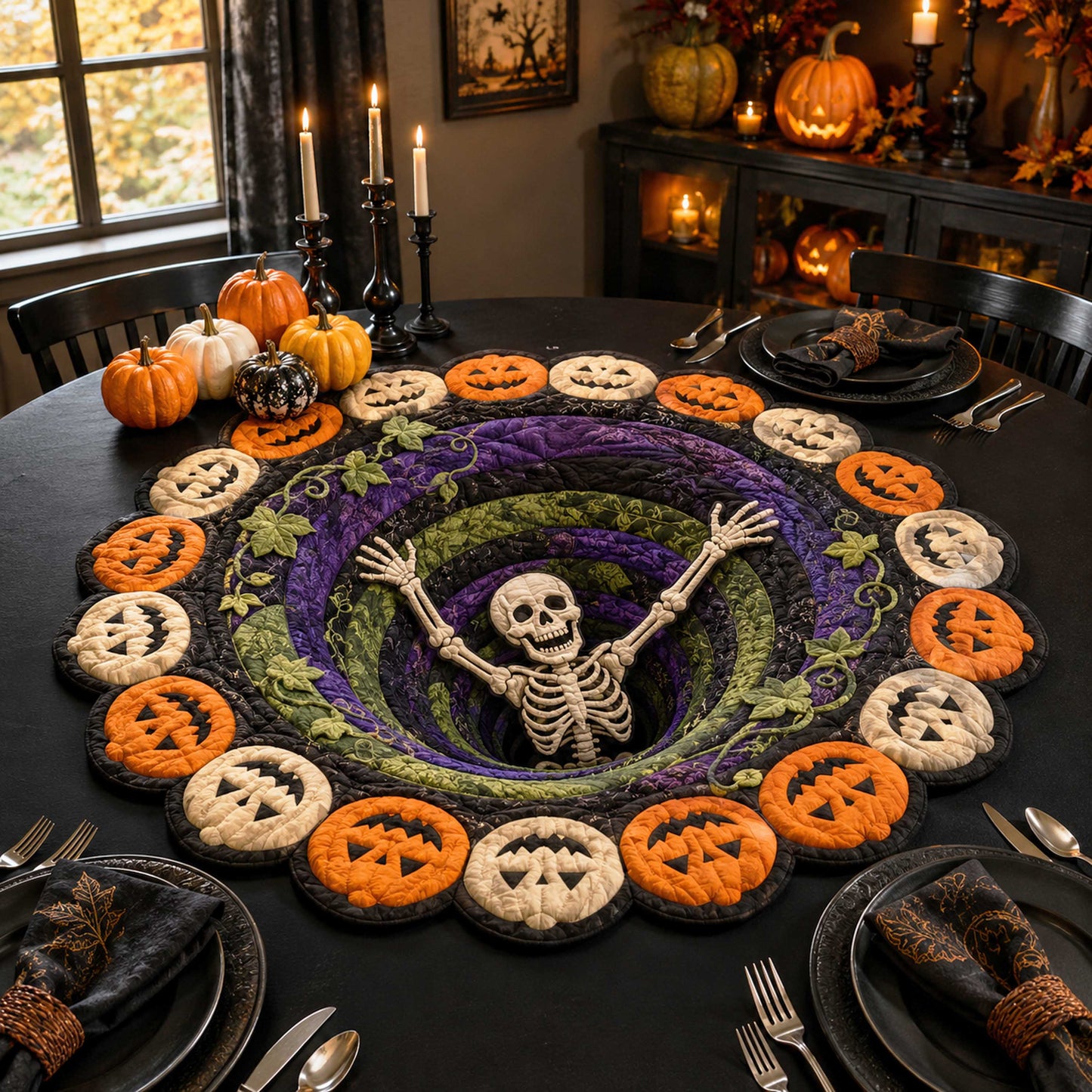 Skeleton Grave Custom Shape Quilted Table Topper SN0TD291