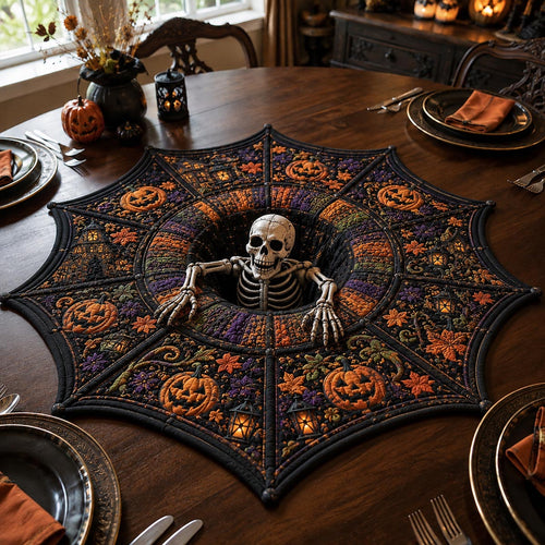 Skeleton Halloween Star Custom Shape Quilted Table Topper SN0DV373