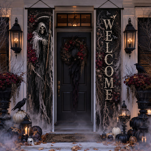 Skeleton Harvest Gate Welcome Door Banner SN0PT315