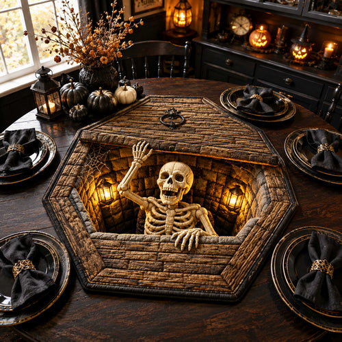 Skeleton Hollow Custom Shape Quilted Table Topper SN0TD290