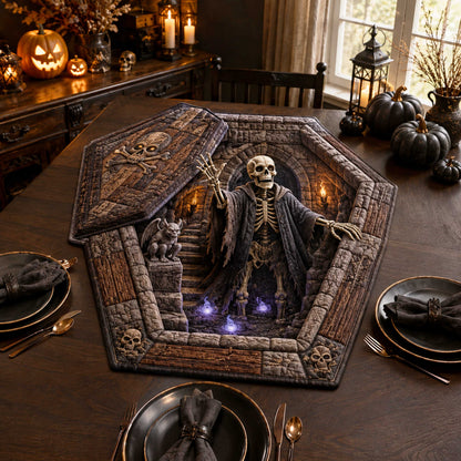 Skeleton Manor Custom Shape Quilted Table Topper SN0TD296