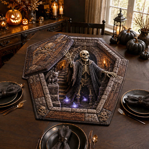 Skeleton Manor Custom Shape Quilted Table Topper SN0TD296