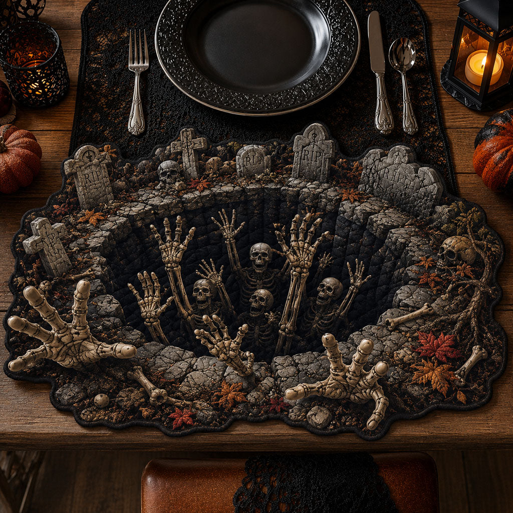 Skeleton Reach Custom Shape Quilted Placemat SN0PT349
