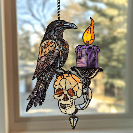 Skull Black Raven - Window Hanging Suncatcher NCU0PD088