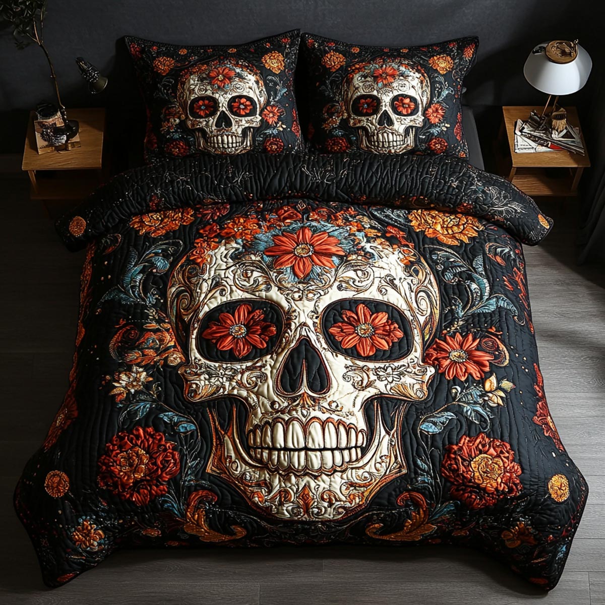 Skull Bloom Duvet Cover Set NCU0NVH519