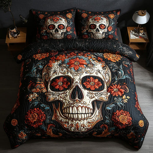 Skull Bloom Duvet Cover Set NCU0NVH519