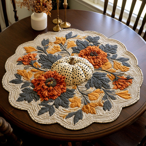 Slate Foliage Custom Shape Quilted Table Topper NCU0LV205