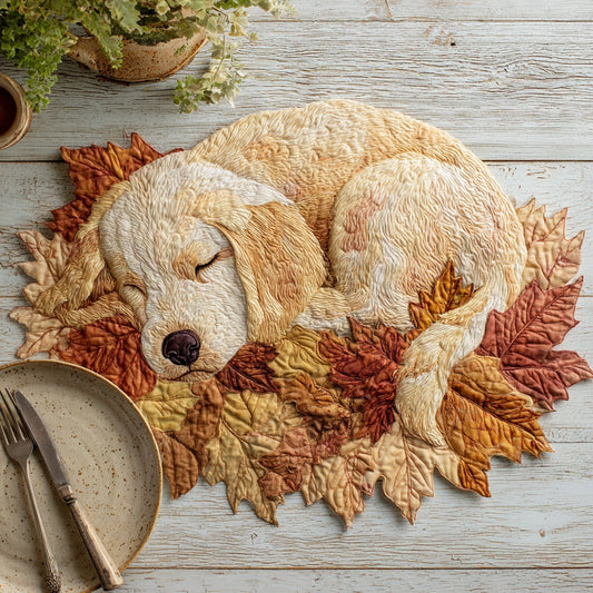Sleeping Golden Custom Shape Quilted Placemat NCU0LV108
