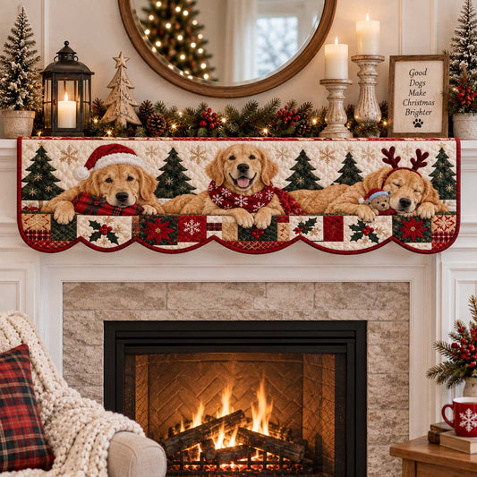 Slumber Golden Retriever Quilted Mantel Scarf SN0HH0399