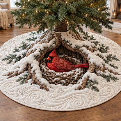 Snow Nest Cardinal Quilted Tree Skirt SN0TV1050