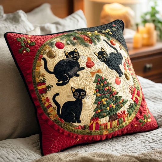 Snowbell Black Cat Quilted Pillow Case NCU0NTD788